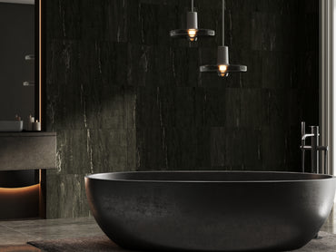 Panou SPC Premium StoneLine, Impermeabil si Ultra-Durabil, Finisaj mat, 900 x 450 x 4 mm (0.41 mp suprafata acoperita), culoare Gri Bazalt, Velvet Design