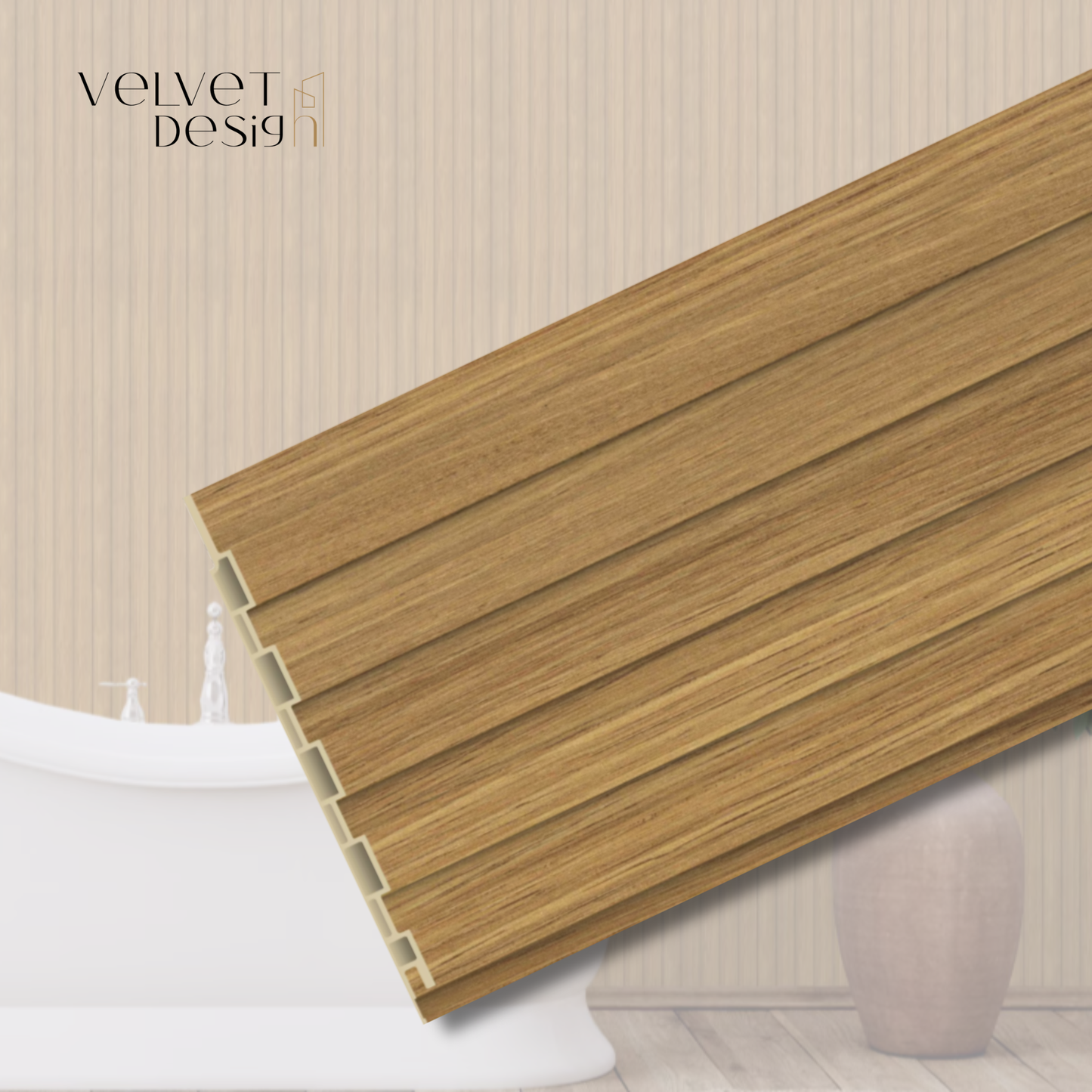Panou decorativ din PVC (Policlorura de Vinil), Usor, Durabil, Rezistent la Umiditate, Mucegai si Uzura, Culoare Lemn natur, 2.85 x 0.12 m, grosime 9 mm, VelvetDesign