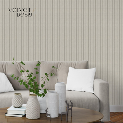 Panou decorativ din PVC (Policlorura de Vinil), Usor, Durabil, Rezistent la Umiditate, Mucegai si Uzura, Culoare Gri Taupe cu textura textila de in, 2.85 x 0.17 m, grosime 9 mm, VelvetDesign