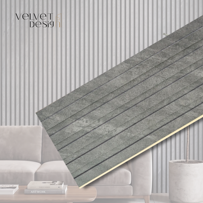 Panou decorativ din PVC (Policlorura de Vinil), Usor, Durabil, Rezistent la Umiditate, Mucegai si Uzura, Culoare Gri Bazalt, 2.85 x 0.17 m, grosime 9 mm, VelvetDesign