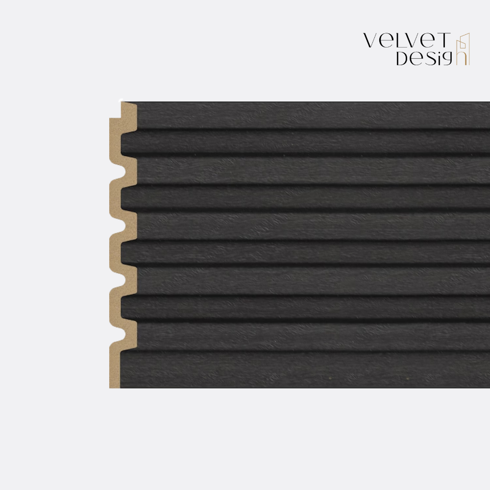 Panou decorativ din PS (Polimer Solid de Inalta Densitate), Durabil, Rezistent la Umiditate, Mucegai si Impact, Culoare Gri Carbune, 2.85 x 0.12 m, grosime 12 mm, VelvetDesign