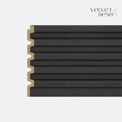 Panou decorativ din PS (Polimer Solid de Inalta Densitate), Durabil, Rezistent la Umiditate, Mucegai si Impact, Culoare Gri Carbune, 2.85 x 0.12 m, grosime 12 mm, VelvetDesign