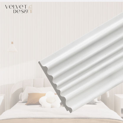 Panou decorativ din PS (Polimer Solid de Inalta Densitate), Durabil, Rezistent la Umiditate, Mucegai si Impact, Culoare Alb, 2.85 x 0.12 m, grosime 12 mm, VelvetDesign