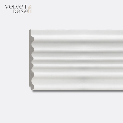 Panou decorativ din PS (Polimer Solid de Inalta Densitate), Durabil, Rezistent la Umiditate, Mucegai si Impact, Culoare Alb, 2.85 x 0.12 m, grosime 12 mm, VelvetDesign