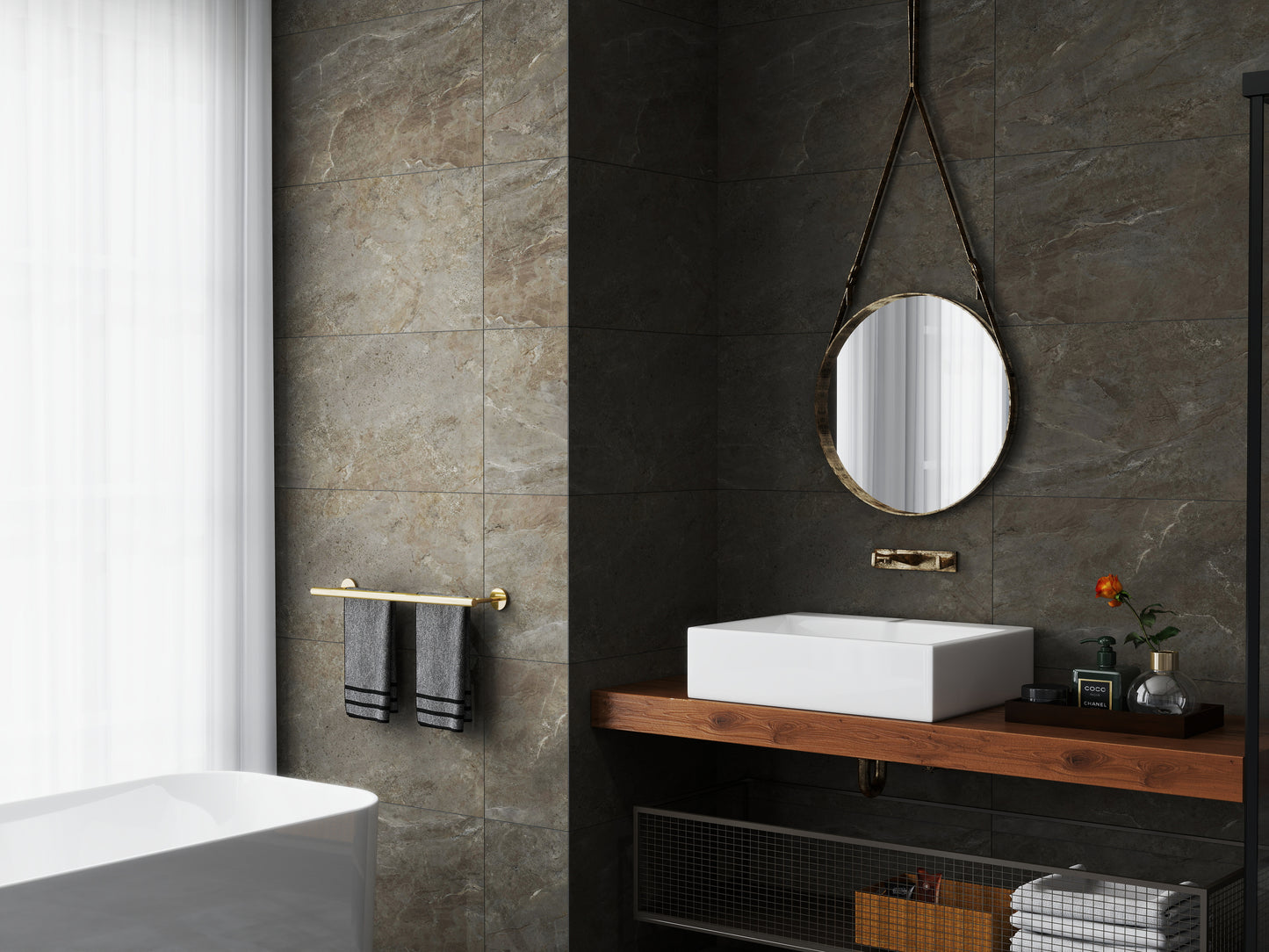 Panou SPC Premium StoneLine, Impermeabil si Ultra-Durabil, Finisaj mat, 900 x 450 x 4 mm (0.41 mp suprafata acoperita), culoare Bej Travertin, Velvet Design