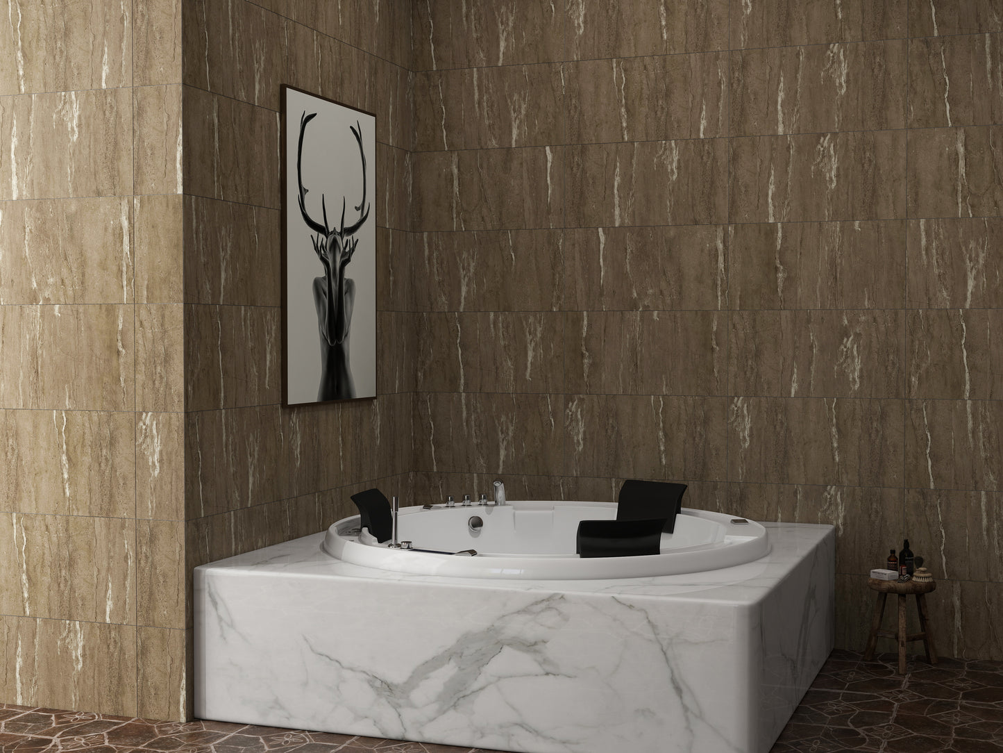Panou SPC Premium StoneLine, Impermeabil si Ultra-Durabil, Finisaj mat, 900 x 450 x 4 mm (0.41 mp suprafata acoperita), culoare Bej Teracota, Velvet Design