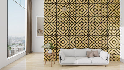 Riflaj decorativ modular Top Line, panou acustic din lamele MDF cu furnir natural si fetru PET, efect 3D, culoare Stejar Natural, 300 x 300 x 18 mm, atenuare zgomot 80% (NRC 0.8), Velvet Design