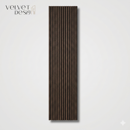 Riflaj decorativ ArcoLine, panou acustic din lamele rotunjite MDF cu furnir natural si baza fetru PET, culoare Wenge Royal, 2400 x 600 x 21 mm, 1.44 mp suprafata acoperita, atenuare zgomot 80% (NRC 0.8), Velvet Design
