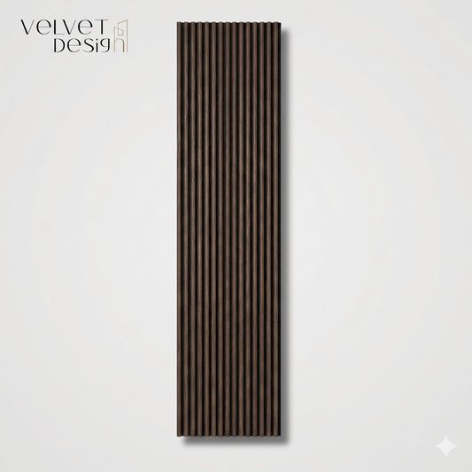Set 6 produse - Riflaj decorativ ArcoLine, panou acustic din lamele rotunjite MDF cu furnir natural si baza fetru PET, culoare Wenge Royal, 2400 x 600 x 21 mm, 1.44 mp suprafata acoperita, atenuare zgomot 80% (NRC 0.8), Velvet Design