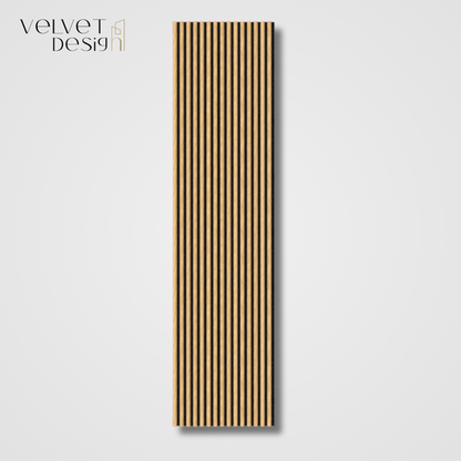 Riflaj decorativ ArcoLine, panou acustic din lamele rotunjite MDF cu furnir natural si baza fetru PET, culoare Stejar Royal, 2400 x 600 x 21 mm, 1.44 mp suprafata acoperita, atenuare zgomot 80% (NRC 0.8), Velvet Design