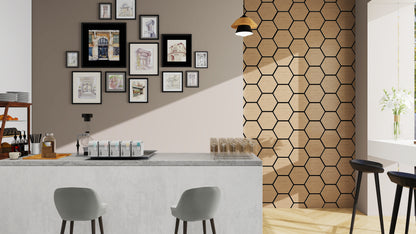 Set 8 produse - Riflaj decorativ modular Top Line, panou acustic MDF cu furnir natural si fetru PET, culoare Nuc Satinat, 760 x 620 x 18 mm (0.47 mp suprafata acoperita), atenuare zgomot 80% (NRC 0.8), Velvet Design
