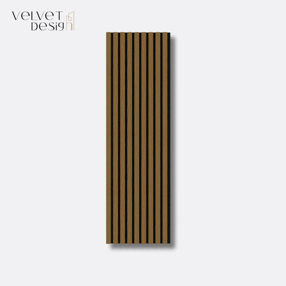 Riflaj decorativ Pro Line, panou acustic din lamele MDF si fetru PET, culoare Nuc auriu, 1200 x 360 x 14 mm, 0.43 mp suprafata acoperita, atenuare zgomot 80% (NRC 0.8), Velvet Design