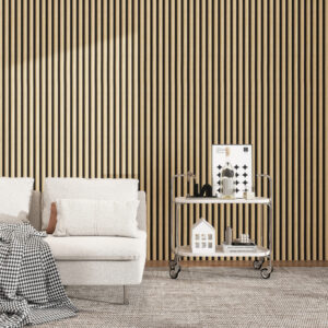 Riflaj decorativ tip panou acustic, MDF, stejar deschis
