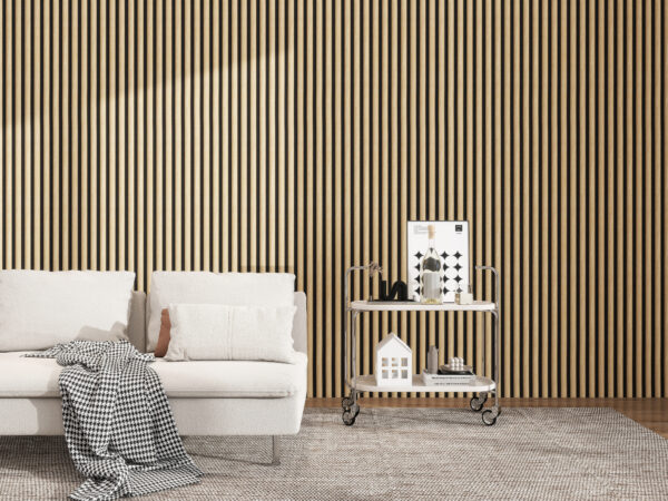 Riflaj decorativ tip panou acustic, MDF, stejar deschis
