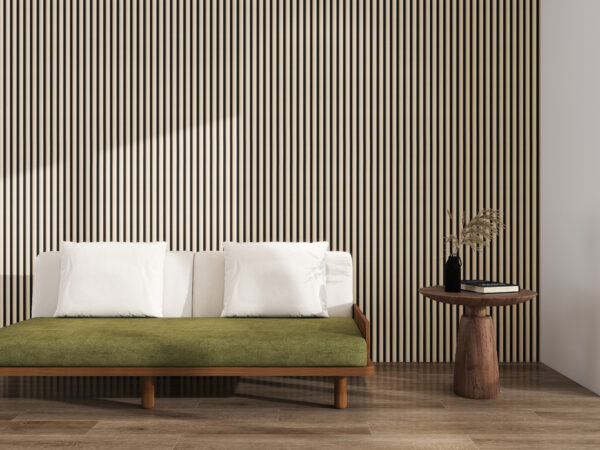 Riflaj decorativ tip panou acustic, MDF, stejar inchis
