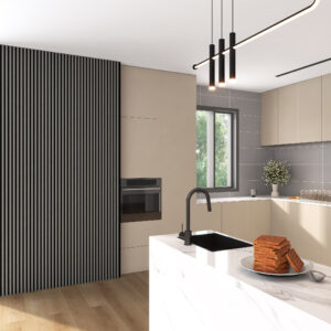 Riflaj decorativ tip panou acustic, MDF, gri